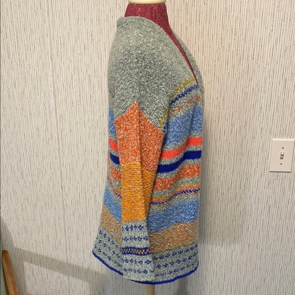 Women's Sincerely Jules Cardigan Medium Multicolor Boho Striped Open Sweater - Picture 4 of 9